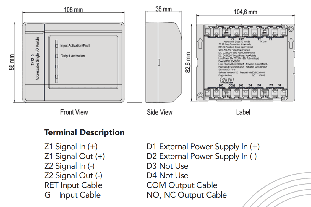 TX7210 wiring details