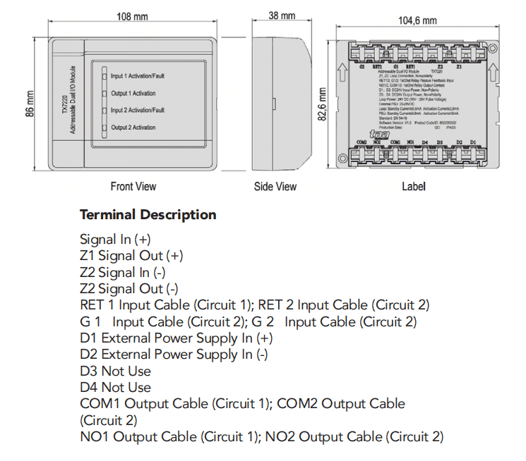 TX7220 wiring details